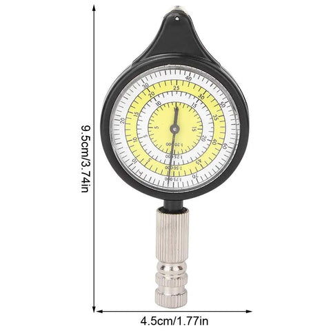 Wicked Compact Map Measure Wheel And Ridiculously Light Distance Calculator For Hiking Camping Trekking Trail Running And Road Trips Sleek Navigation Gear, black and yellow with measurement markings.