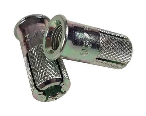 Three Eighths Inch Shorty Lipped Flange Drop In Concrete Anchor For Bolts And Threaded Rods Semi Flush Installation With Flanged Top