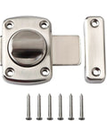 Tough As Nails Zinc Alloy Reversible Door Latch With Push Pull Bolt Lock, showing sliding bolt and screws, ideal for bathroom privacy.