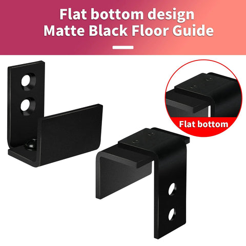 2 Pack Solid U Shaped Guide Wheel Set With Flush Flat Bottom For Sliding Doors And Cupboards, Matte Black Finish, side view