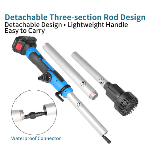 Grab And Go Cordless Stick Water Transfer Pump Featuring Quick Swap Detachable Battery Compartment with three-section rod design.