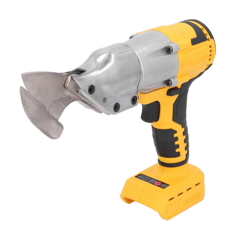 Heavy Duty Cordless Metal Shear Cutter With Powerful Brushless Motor, 20V Li Ion Battery, High Torsion Electric Scissor For Garage And DIY Projects, Yellow Finish, Smooth And Accurate Cutting Action.