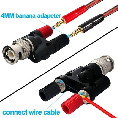 All In One 4 Piece BNC Binding Post Banana Adapter Kit For RF Coax Cables With BNC Male To 2X 4mm Dual Banana Female