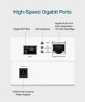 Gigabit Fiber To Ethernet Media Converter With SFP To RJ45 1000Base SX LX Fiber To Copper Auto Negotiation front view with ports