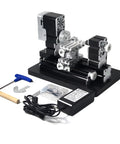 AcmeFlare 4 Axis All Metal Mini Lathe Machine 60W High Power for steel aluminum copper gold silver and wood precision milling, with tools.