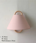 Wall Sconce Lights Indoor Bedroom Hallway Modern Fabric,Wood Ring E14 Lamp for, pink fabric shade, wood ring, 30cm height, 34cm width.