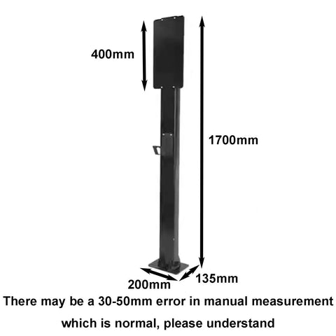 Heavy-Duty EV Charger Holder And Cord Protector, galvanized steel, wall-mount box, dimensions 1700mm x 200mm x 135mm.