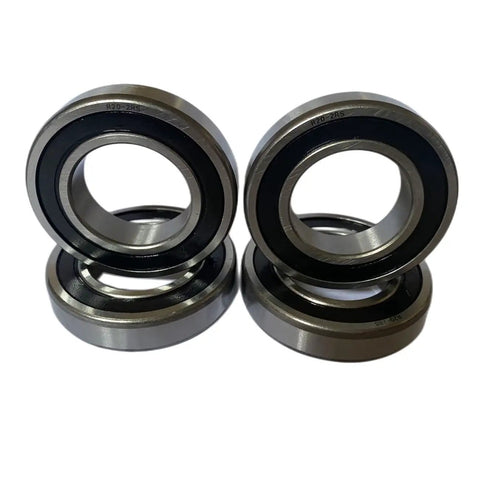 R20-2RS 1-1/4X2-1/4X1/2 Ball Bearing Chrome Steel double sealed, showing smooth finish and black rubber seals.