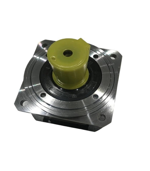 Top Shelf 5 Arcmin High Precision Helical Planetary Reducer Gearbox featuring yellow hub and metal casing for Nema34 motors.