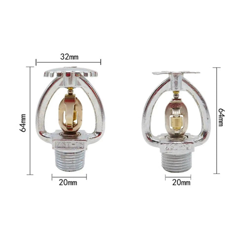 Top Shelf Fire Sprinkler Head DN15 And 72 Degree Fusible Alloy for Automatic Water Spray System upper nozzle, dimensions 64mm x 32mm.