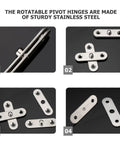 Hidden Door Pivot Hinges Set 12 Stainless Steel Low Profile Heavy Duty Built To Last Cabinet Hinges With Corrosion Resistance
