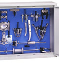 Open metal case of Pro Grade Heavy Duty Box Puller Set With Eight Pullers, Five Attachments, Extra Jaws for cars and trucks