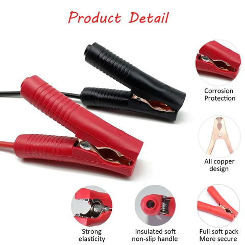 Jump Starter Cables With Adapter For Milwaukee M18 18V Batteries 2ft 8AWG Automotive Booster Cables Silicone Insulated Wire Up To 392F Easy Hook Up Durable Power Tool Line Booster, showing product details with corrosion protection and copper design.
