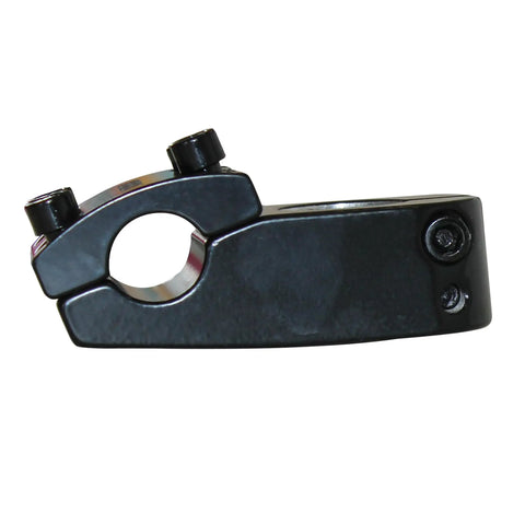 Side view of black Aluminum BMX Stem For 22.2mm Handlebar And 28.6mm Fork Lightweight High Strength Freestyle Stem 6061T6 Forged Alloy