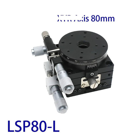 Motorized Rotary Positioning Stage XYR 80mm LSP80 L Micrometer Driven Manual Trimming Platform with cross rail and rotary table.
