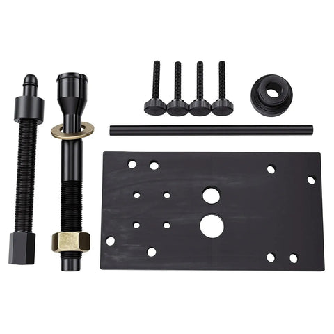 Pro Inner Camshaft Bearing Installer Tool For M8 Cycle Engines Comes With Support Plate And Assembly Kit Built To Help You Swap Parts Quick And Get Your Bike Humming Like A Dream For Life No Stress Involved Here For Real Riders Only. black M8 bearing installer kit with support plate, rod, screws, and puller
