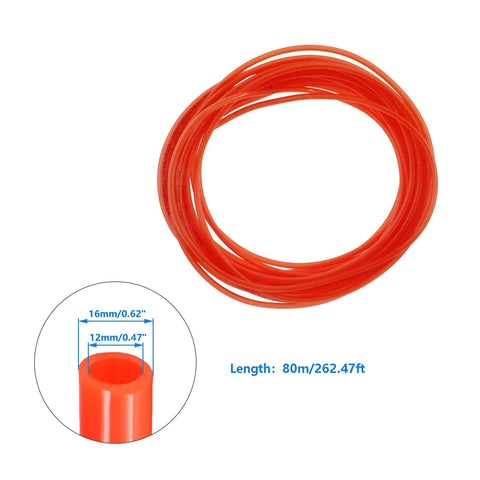 Heavy Duty Polyurethane Air Tubing Flexible Compressor Hose Pipe Line For Pneumatic Systems And Fluid Transfer 80m length in bright orange.