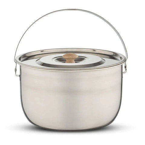 Compact Stainless Steel Campfire Cookware Set With Travel Tote 4 Piece Pot And Pan Kit For Hiking Camping Beach Barbecues with lid
