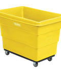 Beefy 8 Bushel Plastic Bulk Box Cart With Steel Chassis Base 800 Lb Capacity Non Marring 3 Inch Casters Yellow Heavy Duty