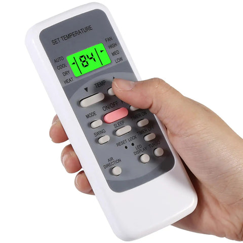 Universal Replacement AC Remote Control With Glowing Green Backlit Buttons Fahrenheit Celsius Display Works Slick With Yhke Yuke Systems To Keep Your Digs Comfy All Season Long