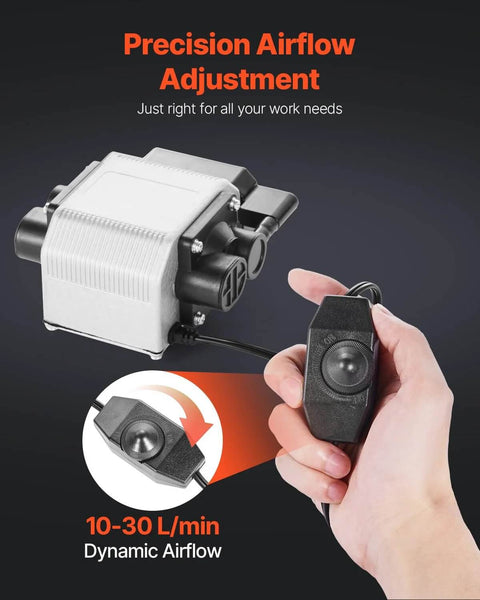 VEVOR air assist pump kit for laser cutter with handheld controller, adjustable 10-30 L/min airflow