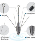 5 Pcs 2 Oz Lead Sinker Weights For Surf And Saltwater Fishing, Long Tail Spider Sinkers, heavy duty electrolytic lead with steel legs