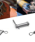 Adjustable Clevis Pin Kit With Eight Holes And R Clip Zinc Coated Steel One Quarter Inch By Two Inch Heavy Duty Fastener