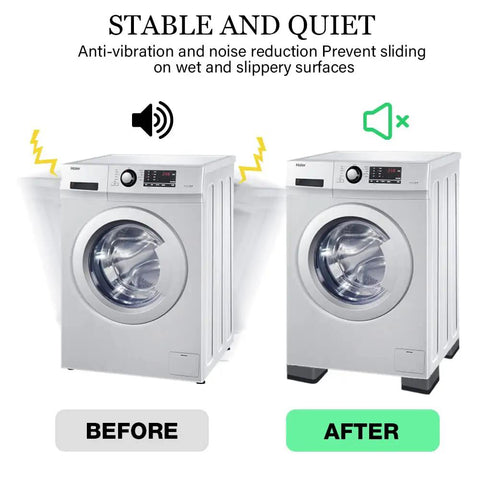 Heavy Duty Washing Machine Anti Vibration Pads With Shock Absorbers, Quiet Washer Before And After Using Pads