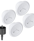 Four white 2.25-Inch Mini Cord Hiders For Wall Cable Management with black drill bit, concealing up to 3 low-voltage cables behind walls.