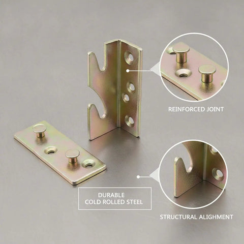 Tough as Nails Heavy Duty Bed Frame Corner Hinge Reinforcement Bracket for Solid Joints 3.0mm Cold Rolled Steel close-up detail