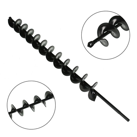 2 Inch Wide 24 Inch Long Metal Earth Auger Drill Bit For Fast Planting Of Bulbs And Garden Plants With A Three Eighth Inch Hex Shank