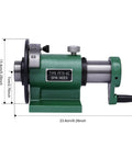 Heavy Duty Spinning Index Fixture With Slick Precision And Boss Level Versatility For Hardcore Milling And Quick Drilling Jobs, green cast steel design with precision axis and dimensions.