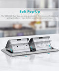 Dual Pop Up Floor Box Kit with 20A Tamper Resistant Duplex Outlet and 3 Port RJ45 in brushed nickel, kitchen setup