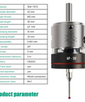CNC Edge Finder WP500 High Accuracy 0.001mm Trigger Locator in tungsten steel, aluminum alloy, with parameters shown.