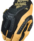 Heavy Duty Leather Work Gloves With Hi Viz TPR Knuckle Guards And Finger Protection, D3O Palm Padding Absorbs Shock, Durable Grip