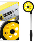Close-up of Generic Measuring Wheel with Telescopic Aluminum Handle 4.2in Distance Measuring Wheel 0 to .9m, showing measurement display.