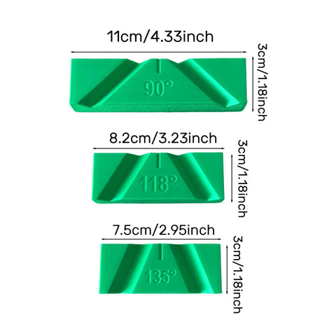 Sharpen Drill Bits Like a Pro With This Manual Jig for Bench Grinders Featuring 3 Angle Guides at 90 118 and 135 Degrees No Power Required Easy to Use; green angle guides showing dimensions