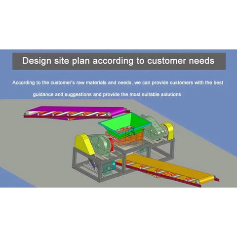Design site plan layout showcasing Heavy Duty Dual Shaft Tire Shredder Machine For Fleet Trucks And Standard Cars Ultimate Rubber Recycling Grinder.