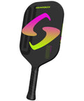 G2 Integra Edgeless Pickleball Paddle Black 8 oz Lightweight Core 14mm Thickness, sleek black design with colorful logo and comfortable grip.