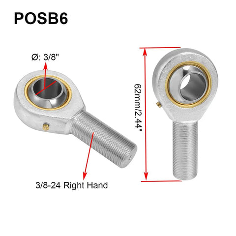 Beefy Rod End Bearing Heim Joint Two Pack With Three Eighths Inch Bore And Right Hand Thread Pre Lubricated Three Eighths Twenty Four Thread Forged Steel Body Delivers Ten Kilonewtons Static Load And 9 Degree Angular Misalignment, 3/8 bore, 3/8-24 RH
