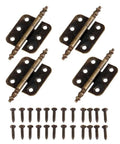 Rotating Concealed Hinge Set For Vintage Wood Boxes And Cabinets Antique Bronze Finish 4 Pieces 6 Holes 70x35mm with screws
