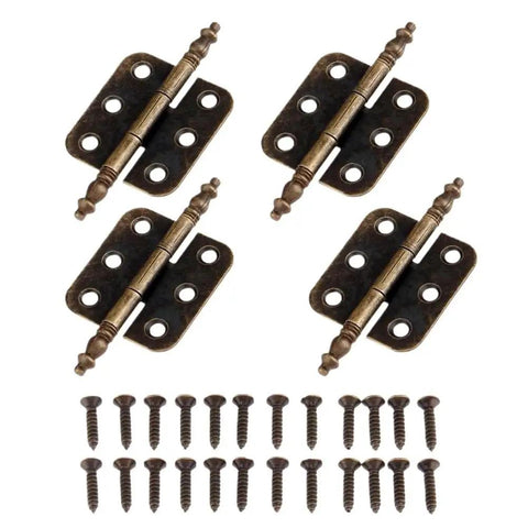 Rotating Concealed Hinge Set For Vintage Wood Boxes And Cabinets Antique Bronze Finish 4 Pieces 6 Holes 70x35mm with screws