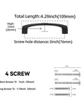 2 Pack 3 Inch Matte Black Cabinet Handles Zinc Alloy Drawer Pulls with dimensions and screws size chart shown