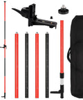 Telescoping Laser Level Pole Workhorse With Adjustable 12.7 Ft Reach Universal Mount Adapters 1/4-20 And 5/8-11 shown disassembled