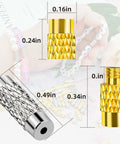 50 Pcs Brass Screw Twist Clasps For Jewelry Making Kit with gold and silver clasps, dimensions labeled, suitable for DIY projects.