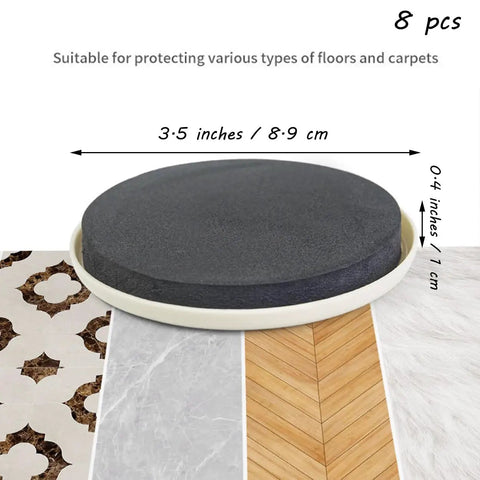 Heavy Duty Furniture Sliders 8 Pack Moving Pads 3.5 inches for hardwood floors and carpets, showing protective design.