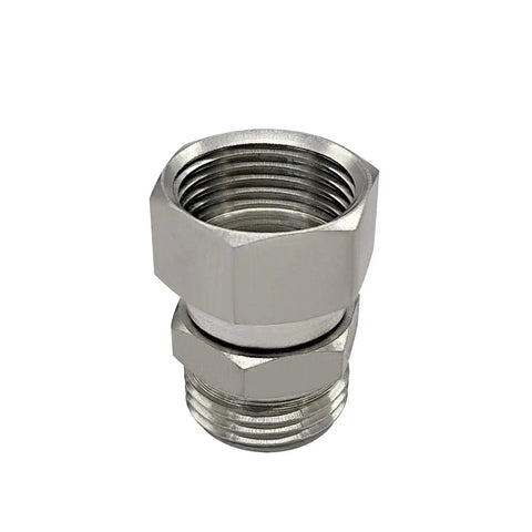 304 Stainless Steel Garden Hose Swivel Connector 360 Degree Three Quarter GHT Male To Female Adapter Joint Anti Twisting Kink Pack Of 2 Durable Lead Free Corrosion Resistant Fittings, close-up