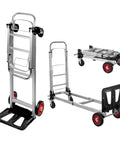 Beefy Heavy Duty 2 In 1 Aluminum Hand Truck Dolly Convertible With One Hand Switch For Versatile Lifting Up To 440 Lbs Four Wheel Or 220 Lbs Two Wheel, aluminum cart