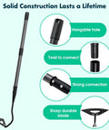 Heavy Duty Garden Hoe For Fast Weeding And Grass Removal, 55 Inch Long Handle, Hardened Hollow Eye Hoe with connection details
