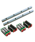 Solid High Precision Linear Guide Rail Kit With Four Bearing Flange Slider Blocks Made From Steel For Smooth 3D Printing And CNC Projects Perfect For Precise Motion, steel rails with 4 blocks